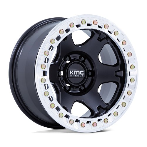 KMC KM238MD VI Beadlock Satin Black Machined Custom Truck Wheels 1